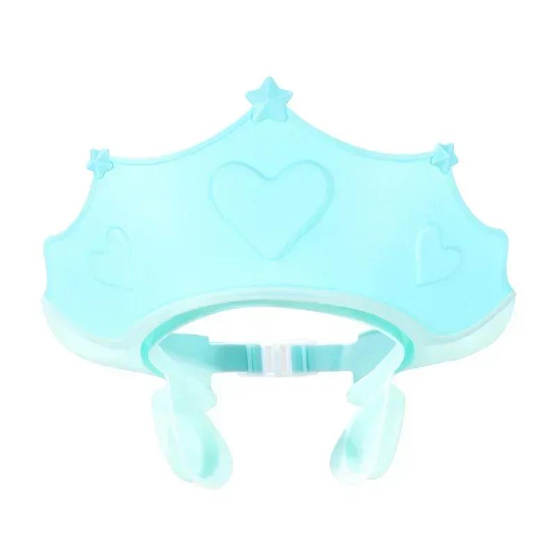 Adjustable Soft Rubber Waterproof Baby Shower Hat Kids Ear Protection Safe Children Shampoo Baby Bath Crown Pattern Baby Hat