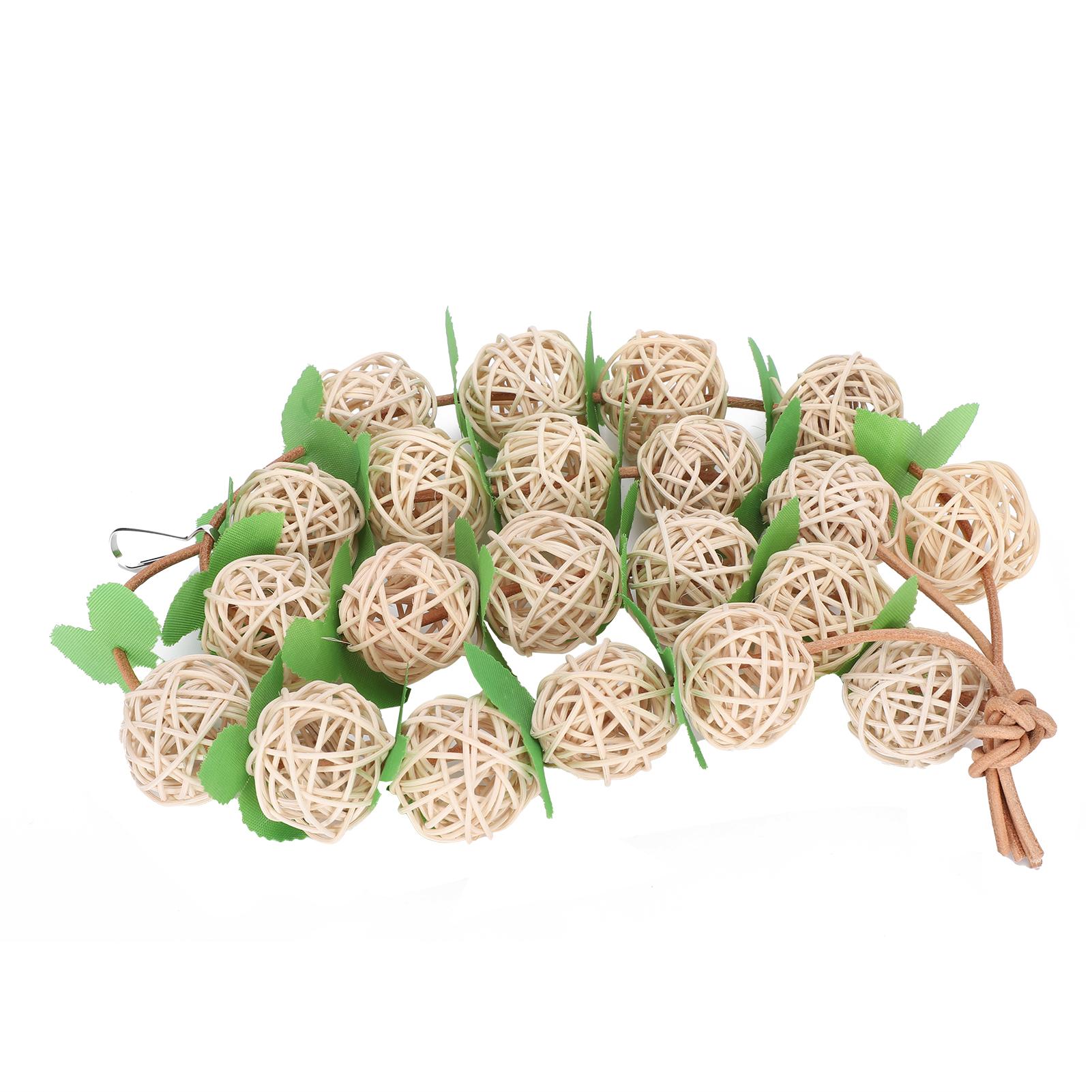 Pet Parrots Biting Toy Rattan Ball String with Leaves Bird Swing Chewing Toy Cage Decoration Type 5
