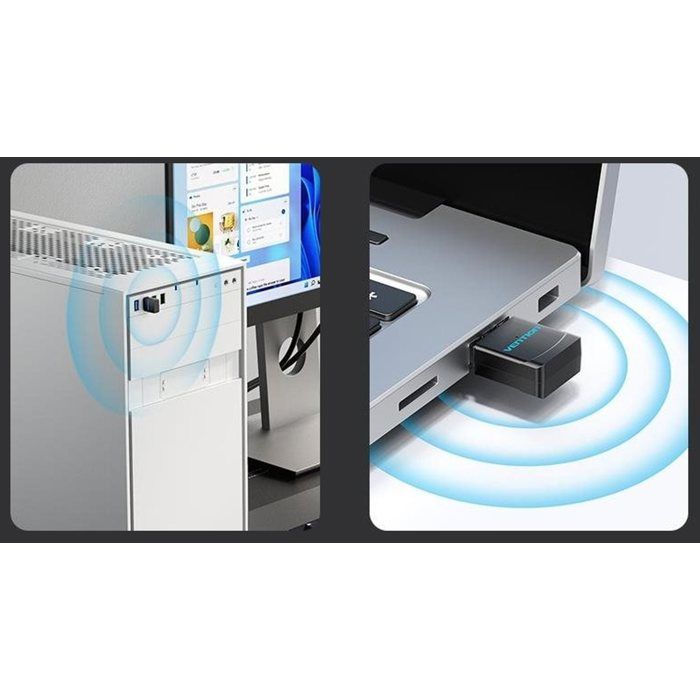 Vention USB Wi-Fi Dual Band Adapter 5G (støtter også 2.4G) Svart