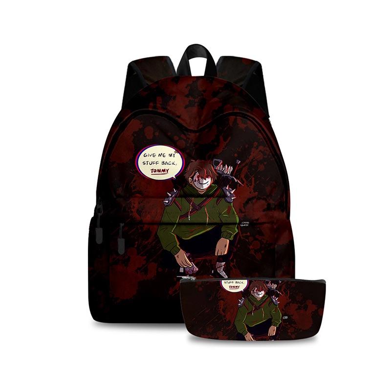 2pcs/set Dreamwastaken Dream Smp 3d Printed Backpack Schoolbag Pencil Bag For Men And Women