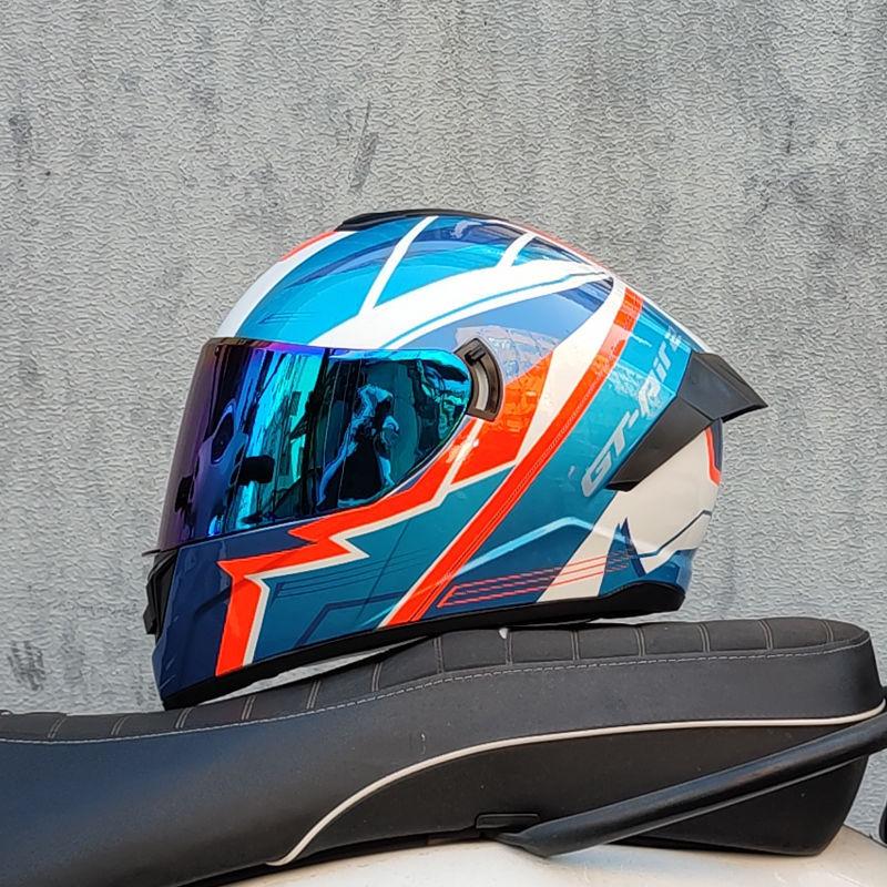 Motorcycle Helmet Men and Women Double Lens Party Sports Car Helmet New National Standard Four Seasons Personalized Bluetooth