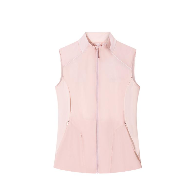 

Anta Champion Outdoor Series Solid Color Zipper Stand Collar Comfortable Breathable Versatile Vest Women vest Ice-Taro-Pink 162510802-4 XL