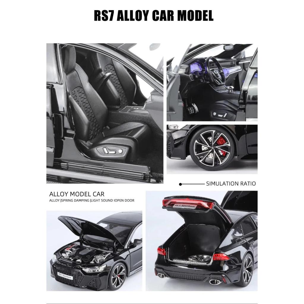 1/18 Scale RS7 Sportback Black Warrior Supercar Diecast Metal Alloy Model Car Remote Control Version Sound & Light Hobbies Collection