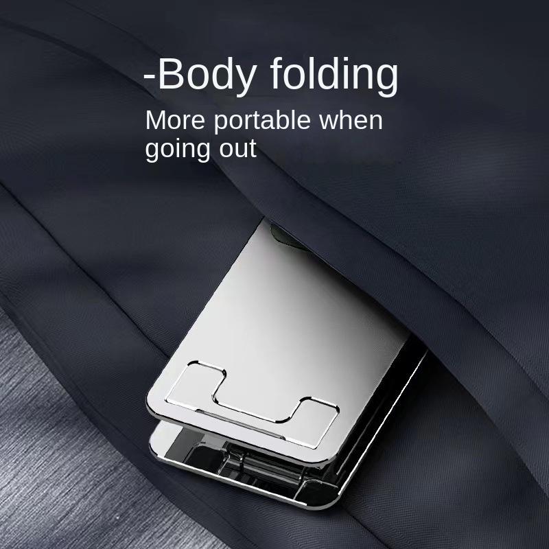 Ny aluminiumslegering roterende sammenleggbar mobiltelefonholder desktop metall to-akse støtte lazy tablet holder