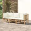 VidaXL Garden Lounge Set 3 Pcs with Cushions Cream White Bamboo 3155183