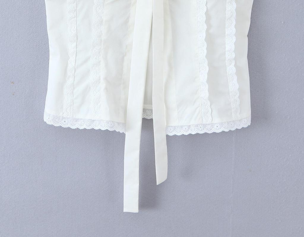 2026 Chic Lace Bowknot Vest: French Square Neck, Sexy Open Back, Short Top