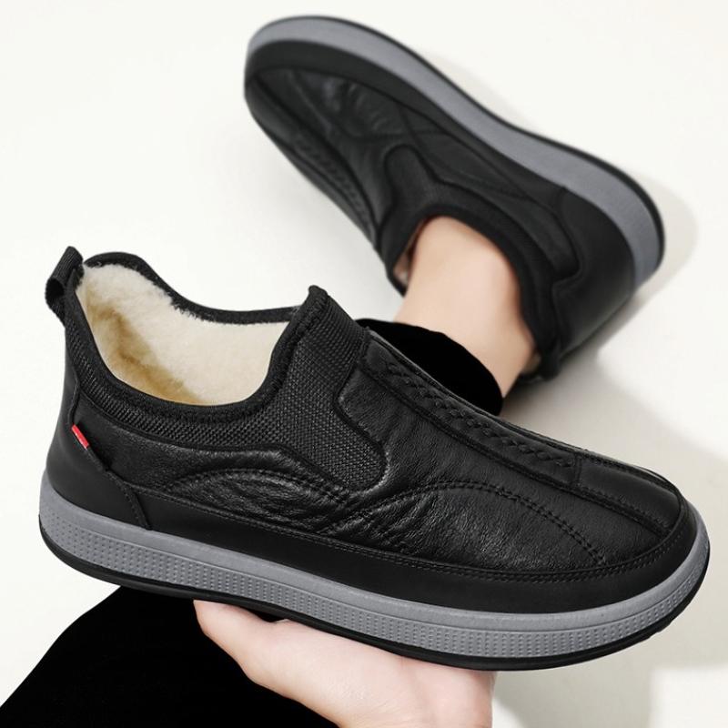 2025 Cotton Shoes Men's Winter Outdoor Casual Warm Slip-On Boots Plush Lined Comfortable Shoes Men Boots
