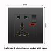 British 13A Socket with USB-C Fast Charging, Hong Kong & Macau Version, Black 3-Hole Square Pin 86 Panel