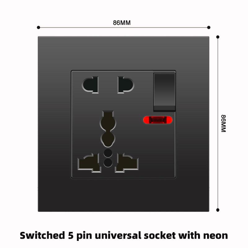 British 13A Socket with USB-C Fast Charging, Hong Kong & Macau Version, Black 3-Hole Square Pin 86 Panel