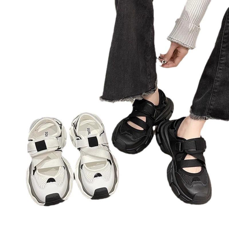 Dad Shoes Girl Summer Mesh Breathable Hollow Hole Shoes Student Leisure Sports Bag Head Sandals Breathable and Comfortable