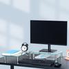 SKRYARD Monitor Desk Height 40cm 20kg Weight Keyboard Clear Tempered Set of 2 Stand, Stand, Adjustable, Wide, Capacity, Storage, Stable, Glass,