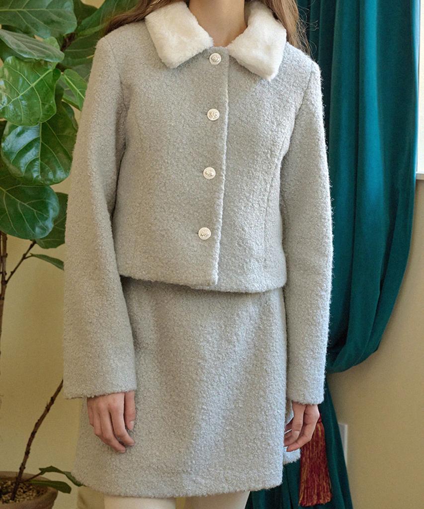 MICANE Melifluous Boucle Tweed Miniskirt Gray
