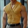INCERUN Men Summer Sleeveless Front Cross Knitted Tank Tops Casual Fitted Vest