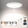 Paquete de 2 luces de techo recargables, luces para armarios con sensor de movimiento, luz de techo a batería con mando a distancia sin cables, luces de techo inalámbricas para escaleras