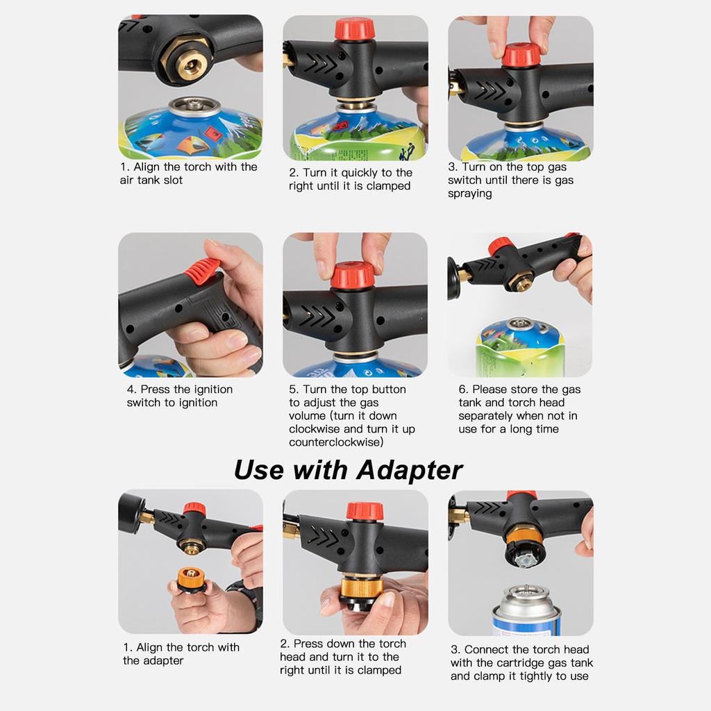 3500W High Power Gas Torch Handheld Flame Ignition Torch for Camping Barbecue Outdoor Cooking