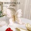 Christmas Tree Glitter Decor With Faux Butterfly Ornaments For Holiday Festivities