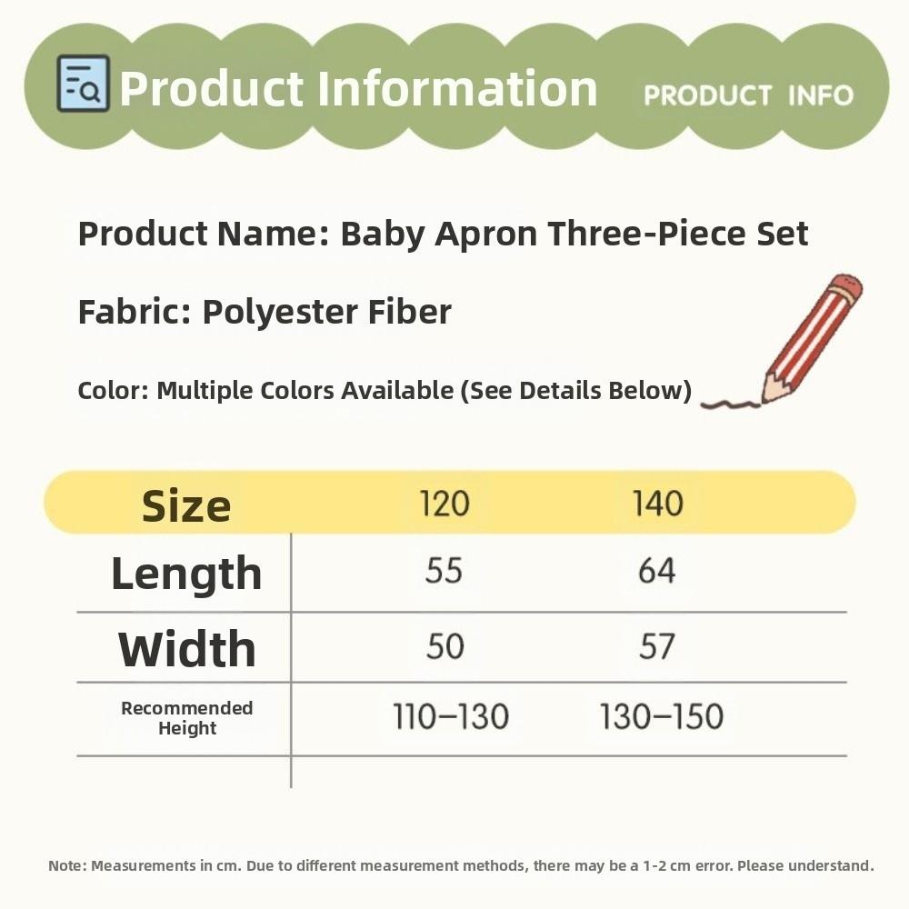 New Cartoon Kids Apron Arm Sleeve Hat Children's Bib Chef Cap Waterproof Chef's Uniform Baking