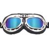 Retro Silver Frame Harley Motorcycle Goggles - Foldable Windproof Antique Bronze Design for Karting