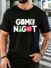 Unisex Game Night Dice Card Letter Print Graphic Cotton Short Sleeve Tee Crew Neck Soft Male Summer Casual Breathable Street Top