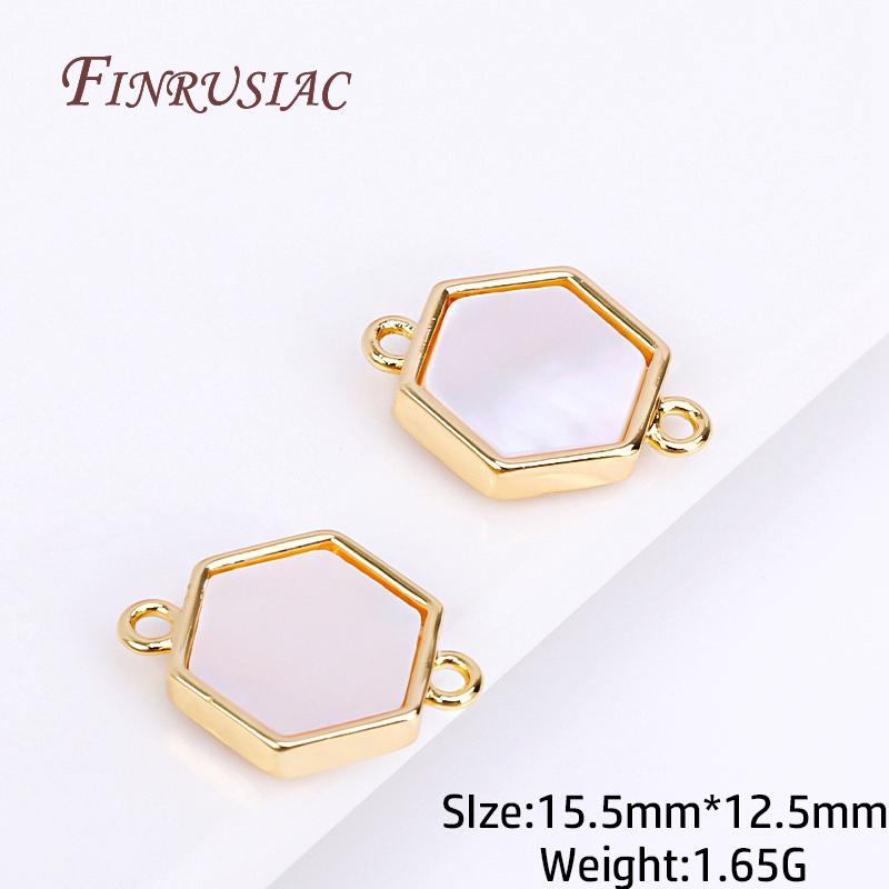 Wholesale Connector Charms DIY Accessories 18K Real Gold Plated Shell Geometry Design Connector Pendants For Necklace Making