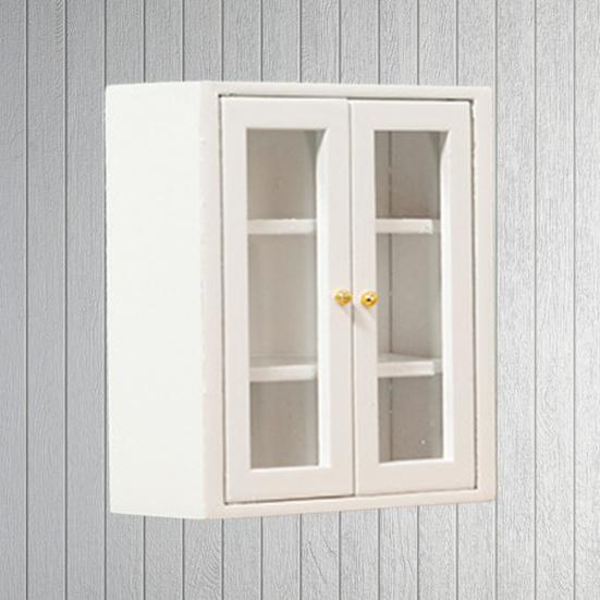 Dollhouse Wall Cabinet Realistic Clear Glass Door Mini 1/12 Doll House Miniature Wall Cabinet Model Simulation Furniture Accessories for Bathroom
