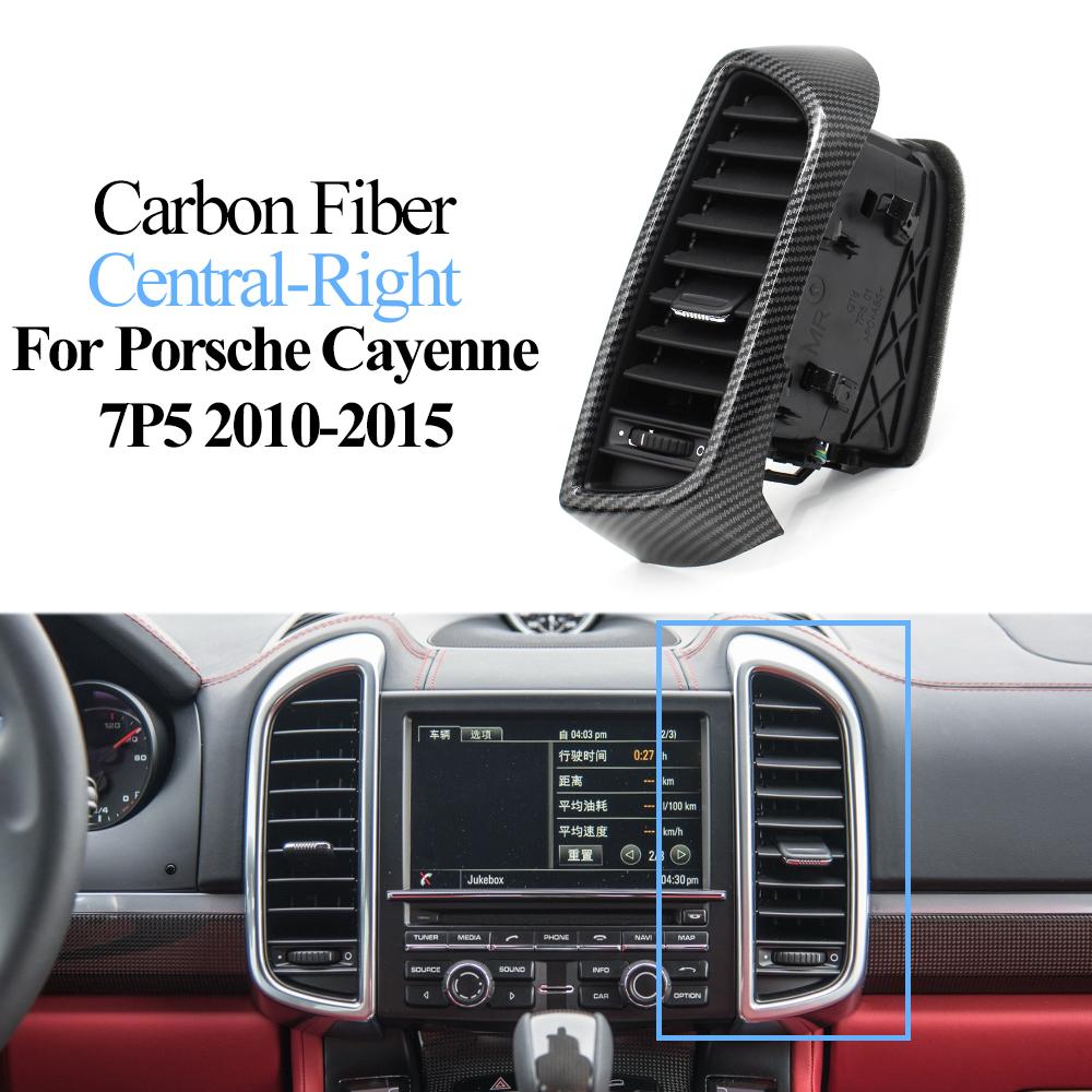 Silver Carbon Front Middle Central Air Conditioner AC Vent Grille Outlet Complete Assembly For Porsche Cayenne 7P5 2010-2015