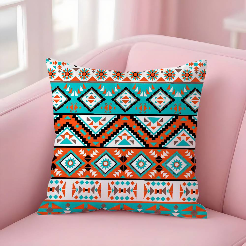 Fashion Bohemia Painting Pillow Case Plush Fabric Soft Double-Sided Printed Sofa Warm Winter Home Gift Cushion Cover