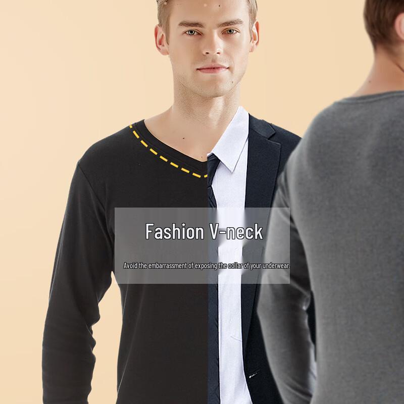 SEPTWOLVES Men's 100% Cotton V-Neck Thermal Underwear Set