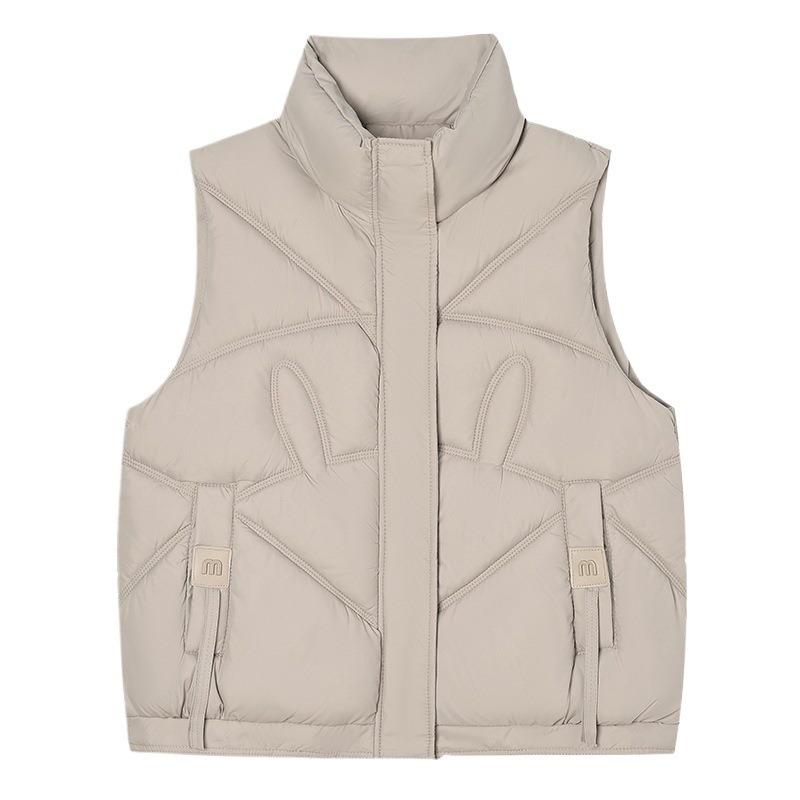 Down Cotton Vest Jacket Women's Autumn and Winter New Fashion Short Outer Wear Thickened Stand-up Collar Sleeveless Cotton Vest