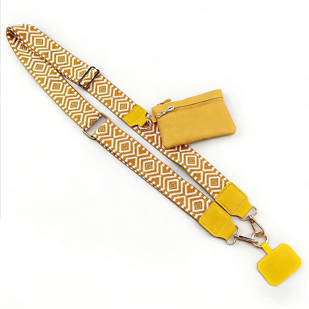 

2 in 1 Phone Lanyard with Zipper Coin Purse Geometric Pattern Crossbody Shoulder Strap Anti-lost Hanging Neck Strap for IPhone