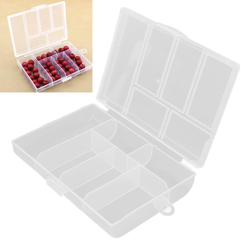 6 Grids Clear Organizer Box Sealing Cover Jewelry Storage Container Box for DIY Crafts Beads