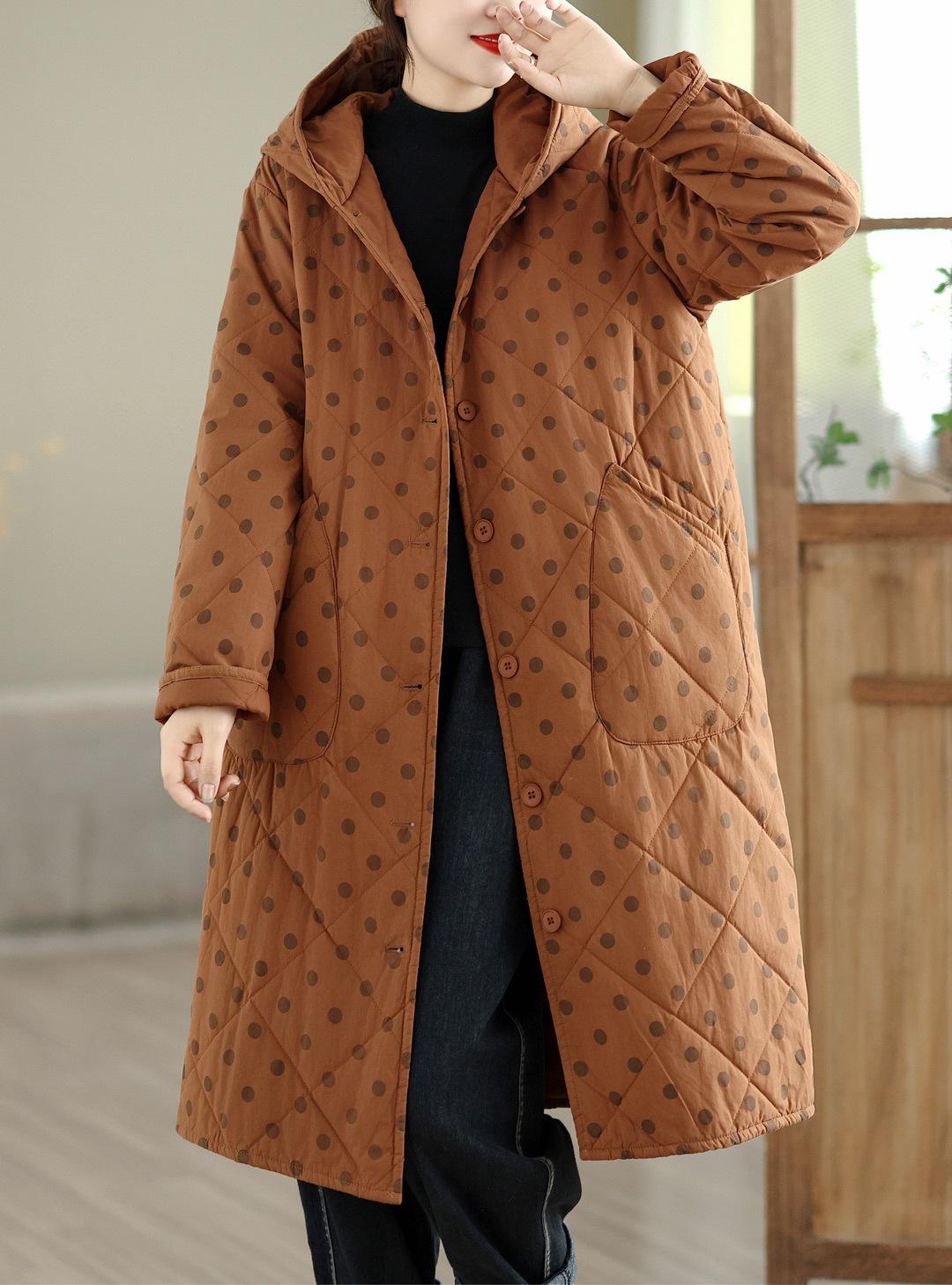 Women`s Retro Polka Dot Mid-Length Cotton