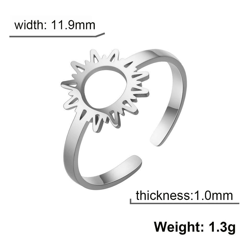 Titanium Steel Open Sun Design Hollow Ring Unisex Adjustable Finger Jewelry