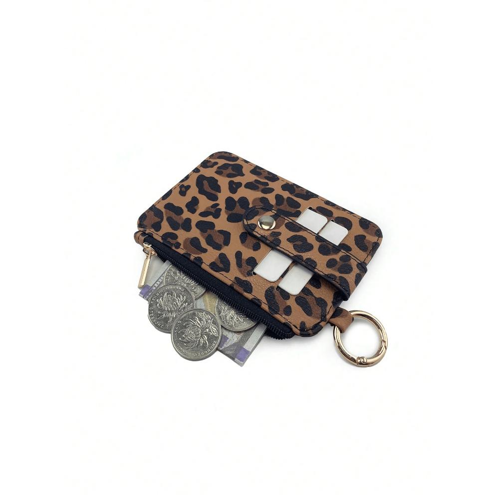 Women's Fashion Leopard Print Cute Mini Cardholder Compact Coin Purse With Removable Key Ring Zipper Wallet With Card Slots For Women Wallet