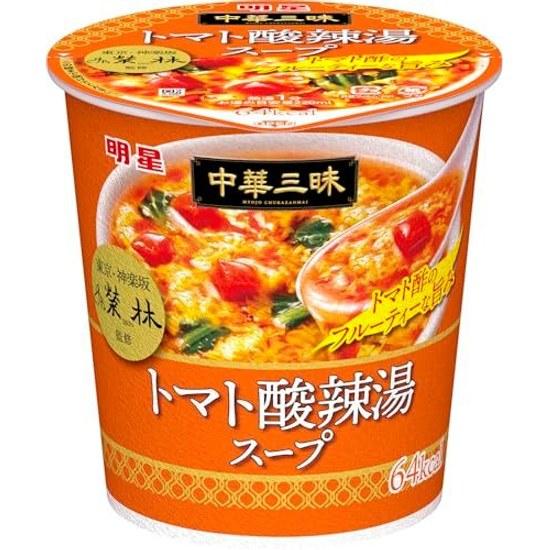 Myojo Chuka Sanmai Eirin Tomato Sour Soup 6 pieces fruity flavor vinegar umami chicken seafood 64 kcal suan la tang san 18g