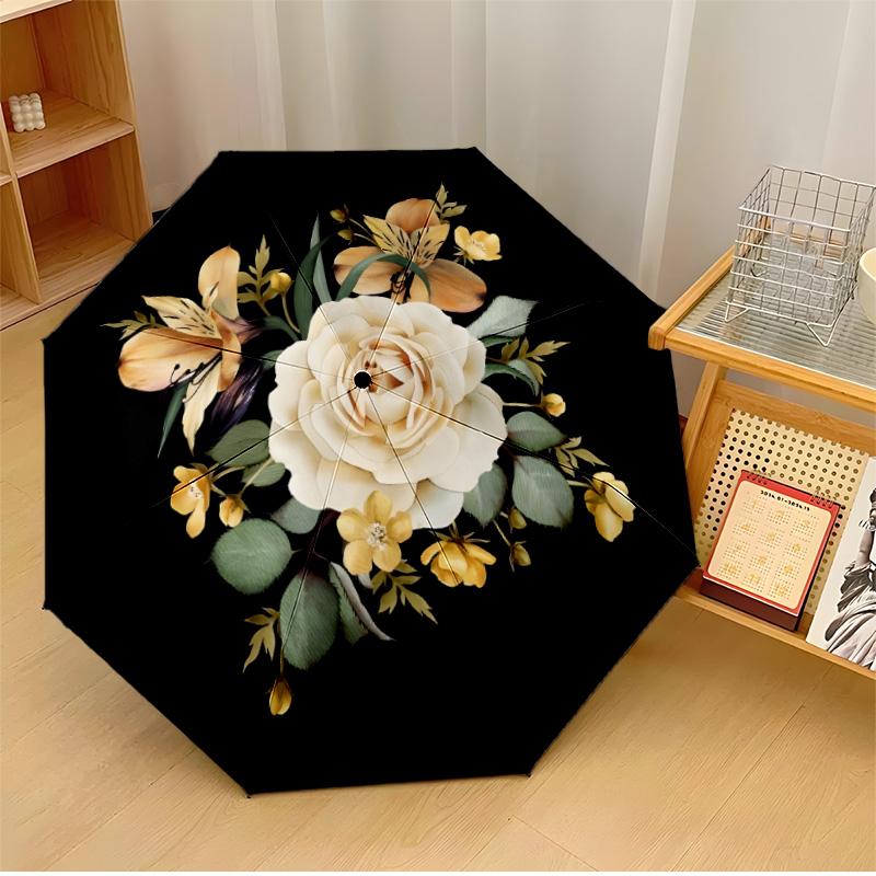 

Elegant flowers 3 Theme Automatic Umbrella Compact 8-Rib Design Sturdy Construction Durable Umbrella Stylish Accessory