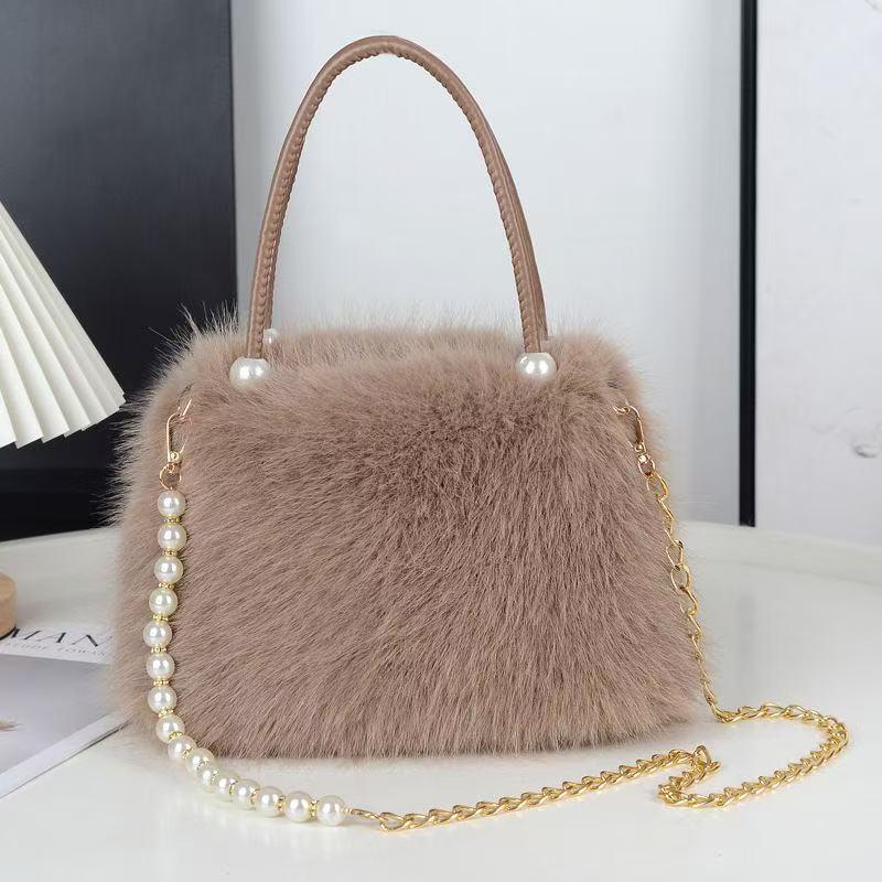 Geantă de mână pufoasă cu perle - Geantă crossbody de damă la modă primăvară/vară 2025
