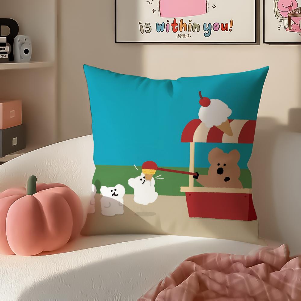 Cute Chubby Korean Cartoon DDinotaeng Cushion Cover Pillowcase Short Plush Invisible zipper Room Sofa Cushion Cover