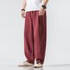 Erkek Giyim Yaz Japon Günlük Sokak Giyim Harajuku Pamuk Keten Bol Pantolon Erkek Düz Oversize Şalvar Pantolon M-5XL