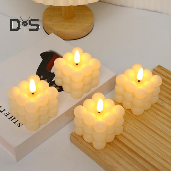 Magic Bubble Candle Light Battery Operated Flickering Flameless LED Square Pumpkin Fake Candle for Festival Party Atmosphere