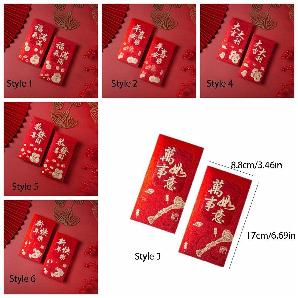 6pcs Traditional Red Pocket Hot Stamping Hongbao Festive Decor Horse Year Red Envelope  Birthday