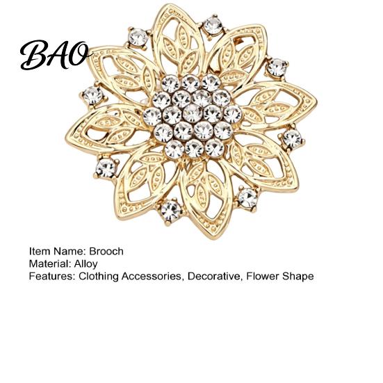 Elegant Alloy Lapel Pins Hollow Rhinestone Flower Brooch, Floral Decorative Pin, Clothing Embellishment Pin Vintage Jewelry for Wedding Party