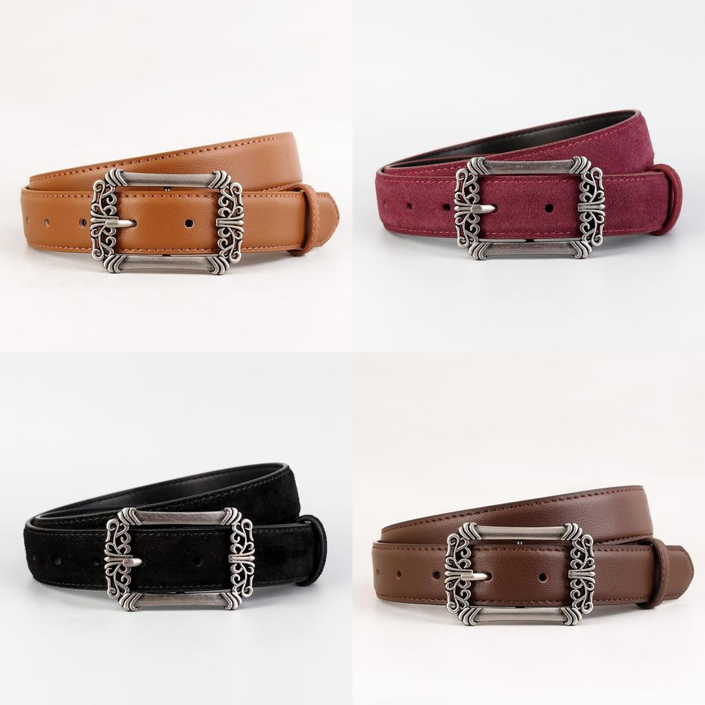 Leather Belt For Women Vintage Punk Style With Zinc Alloy Buckle For Casual Wear