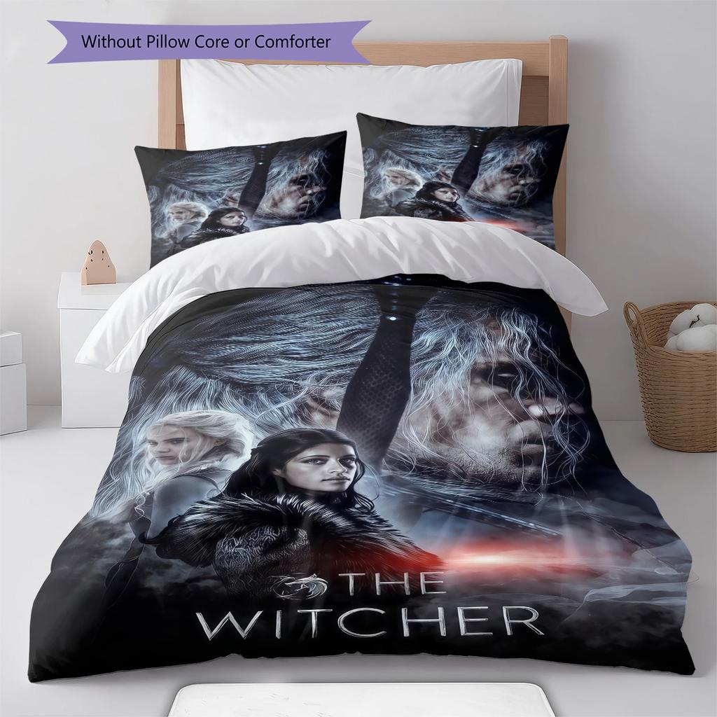 The Witcher Poster Bedding Quilt Set Quilt Cover Pillowcase Home Decoration Birthday Gift (1 * Duvet Cover + 2 * Pillowcase, Without Core)