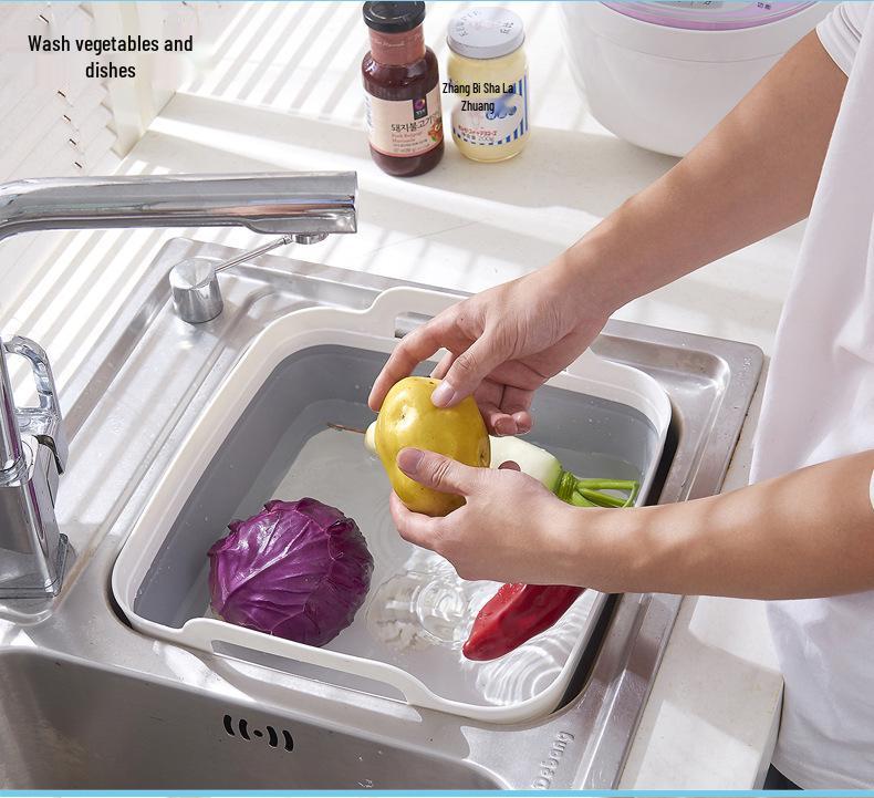 Collapsible Kitchen Sink Basket: Portable Telescopic Folding Basin for Washing and Draining Vegetables and Fruits.