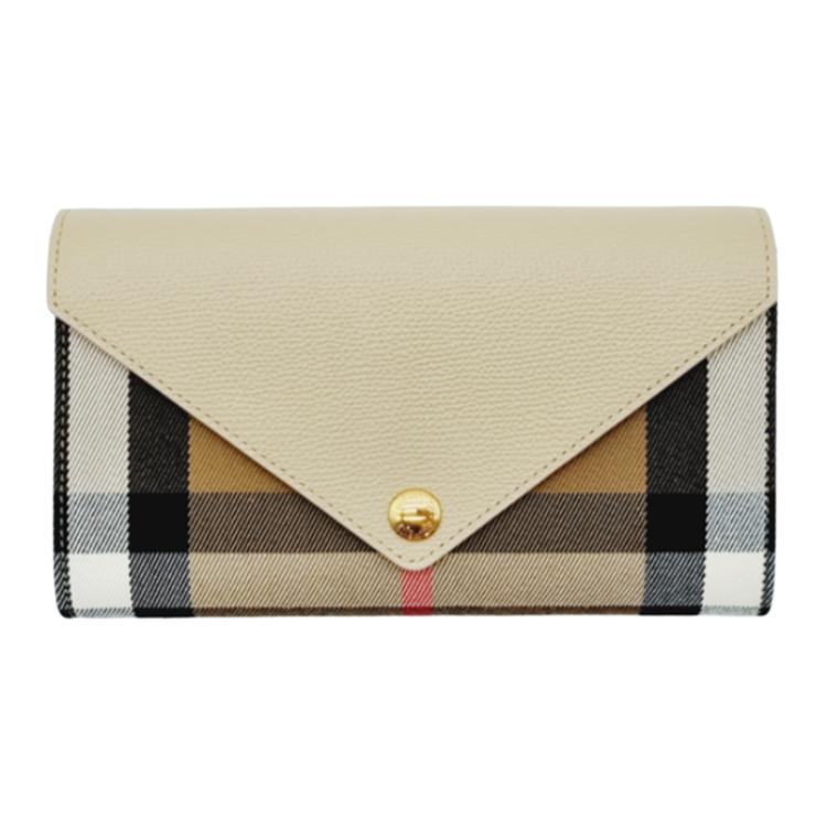 Burberry Hannah Series Brand Check Canvas And Leather Envelope Bag Women bags Light-Beige 80731571