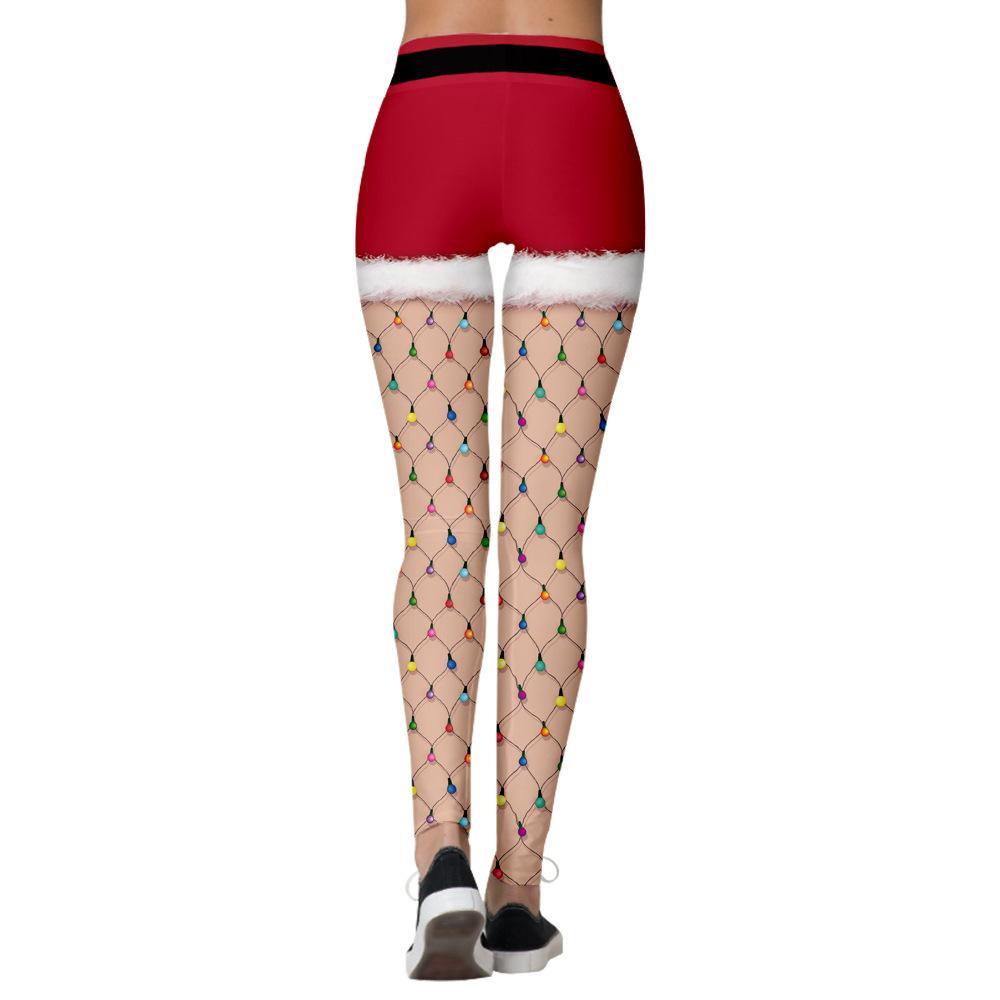 Fashion Christmas Print Fitness Sports Hip Lifting High Waist Bottom Pants Women Yoga Pants