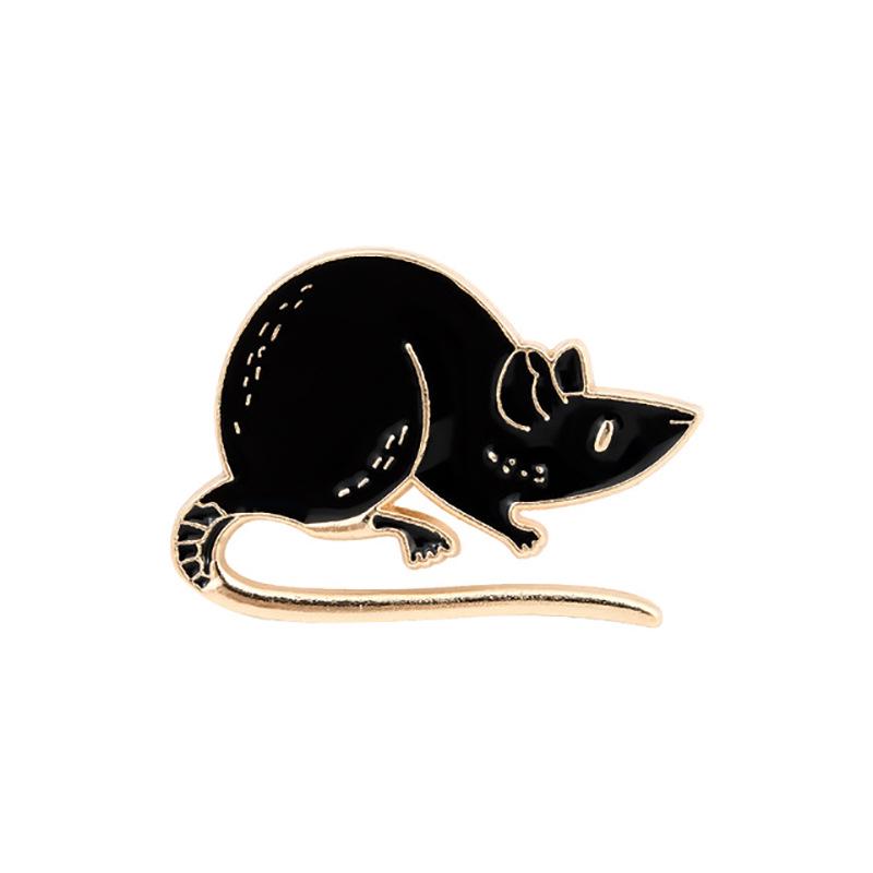 Black & White Mischievous Mice Brooch: Stylish & Versatile Cartoon Animal Badge
