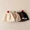 Plush Ball Kids Pullover Cap Korean Children Melon Caps Winter Warm Woolen Knit Hat Solid Color Crochet Bonnet Baby Beanies 1-6Y