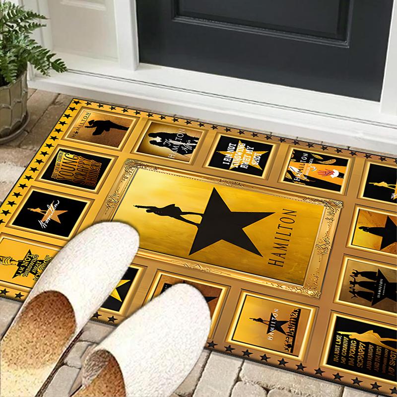 Star Hamilton Art Office Rug Chair Mat, Game Carpet, Suitable for Front Door, Bedroom, Living Room, Desk, Holiday Gift